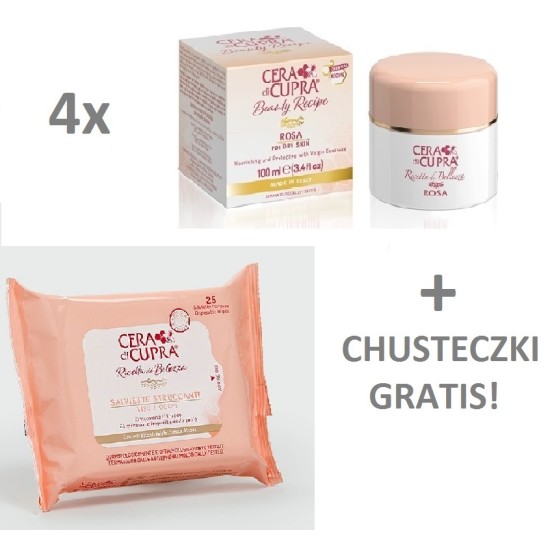 Cera di Cupra zestaw 4xRosa 100ml +Chusteczki do demakijażu